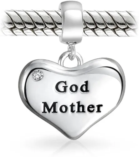 Vista 2 de Dije de cuentas colgantes de corazón para abuela, diseño de corazón de la abuela, para abuela, acento de cristal oxidado, plata de ley 925, pulsera