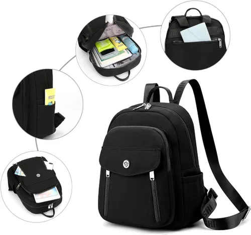 Vista 5 de Collsants Mochila pequeña para mujer, mini mochila de nailon, mochila de moda, bolsa de viaje, Beige, Mochilas Daypack
