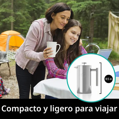 Vista 9 de Coffee Gator - Cafetera de prensa francesa de acero inoxidable 304 de 34 oz, tetera para té y café de doble pared aislada con sistema de filtración