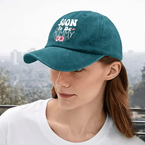 Vista 5 de devor Cap Soon to be Mommy - Gorra de béisbol para mujer, diseño gráfico de mezclilla para papá, ajustable