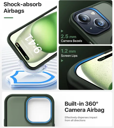 Vista 5 de CAHEJILU Funda magnética para iPhone 13 y iPhone 14 [compatible con MagSafe], [probada en caídas de grado militar de 10 pies], funda protectora a