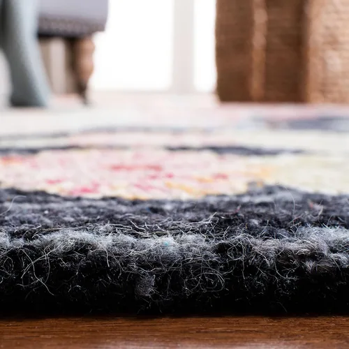 Vista 5 de SAFAVIEH Jardin Collection - Alfombra de pasillo, 2 pies 3 pulgadas x 8 pies, carbón y rojo, hecho a mano, lana floral y algodón, ideal para zonas