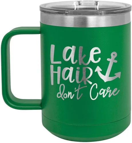 Vista 16 de LAKE HAIR NO CUIDAR Taza de café negra de 15 oz con tapa superior deslizante Taza de café de viaje aislada Ideas de regalo de cumpleaños