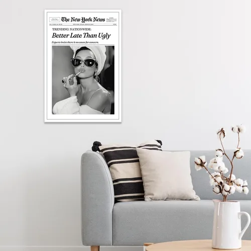 Vista 4 de FBKDVC Funky Girl - Póster estético de preppy, lienzo moderno en blanco y negro, arte de pared, póster de periódico para mujeres, impresión