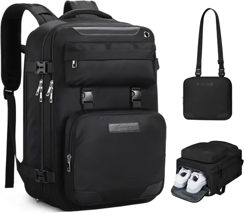 Vista 15 de Maelstrom - Mochila de viaje para hombres y mujeres, portátil de 17.3 pulgadas con compartimento para zapatos Detachable Crossbody Bag