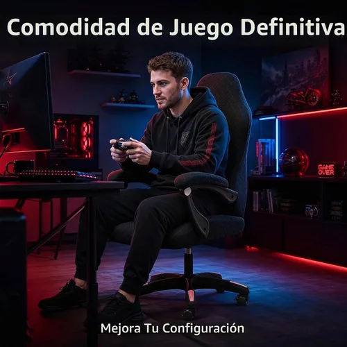 Vista 4 de Deisy Dee Sin silla, solo fundas para sillas de juegos, fundas elásticas de poliéster para silla reclinable de juegos de carreras (negro)