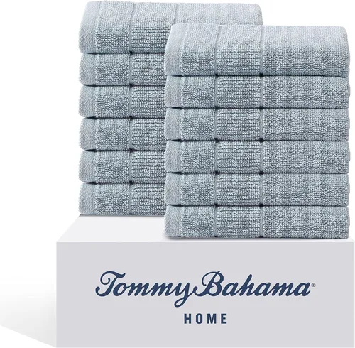 Vista 15 de Tommy Bahama - Toallas de baño, 100% algodón suave y absorbente, resistentes a la decoloración y a la decoloración, toallas de baño de peso medio