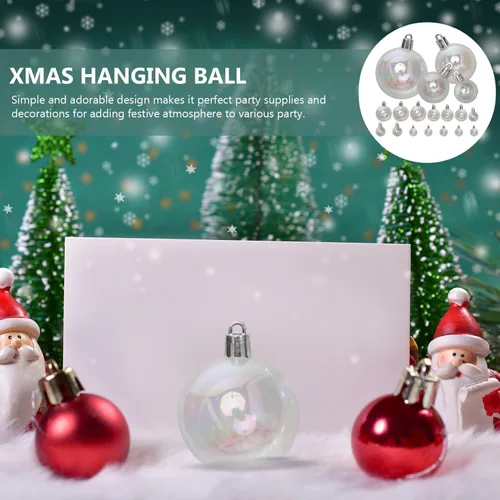 Vista 3 de Garneck 72 adornos de bola iridiscente de Navidad, bolas de plástico rellenables, bolas colgantes inastillables, árbol de Navidad, vacaciones, boda