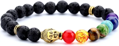 Vista 12 de Men Women 8mm Lava Rock 7 Chakra Beads Chakra Bracelet Chakra A-Lava