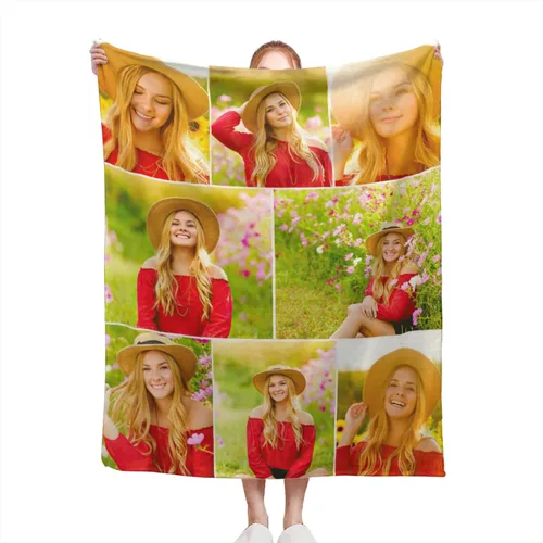 Vista 16 de Mantas personalizadas con fotos, manta personalizada de collage de fotos, manta personalizada para parejas, con mis propias fotos, regalos de Foto 1