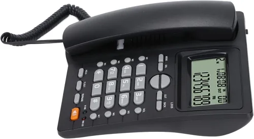 Vista 5 de Teléfono fijo con cable con pantalla LCD, identificación de llamadas, función de silencio, redireccionamiento de escritorio, teléfonos con cable