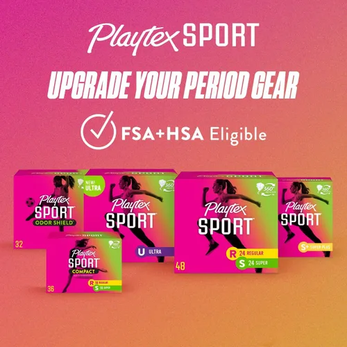 Vista 5 de Playtex Tampones deportivos con escudo de olor, súper absorción, sin perfume, 16