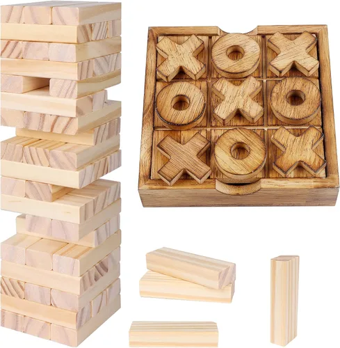 Vista 11 de Glintoper Set de Juego de Mesa Shut The Box y 4 en fila, Juego Clásico de Dados de Madera con Números y Alinea 4 para Niños y Familia, Decoración