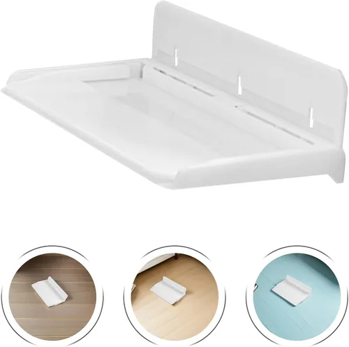 Vista 7 de UPKOCH Estante flotante plegable para pared, no se pega en la bandeja organizadora de la mesita de noche, estantes pequeños plegables