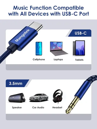 Vista 4 de Cable auxiliar de audio USB C a 0.138 in, cable auxiliar USB C, cable estéreo de auriculares tipo C a 0.138 in para iPhone, iPad, Samsung Galaxy