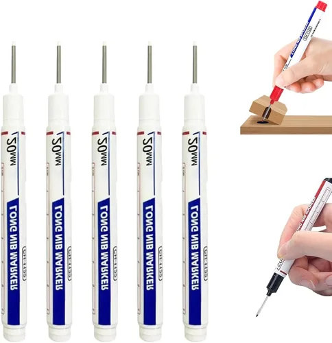 Vista 19 de 5PCS Long Head Deep Hole Markers, 45MM Long Nib Oil Ink Carpenter Pen 45MM Black