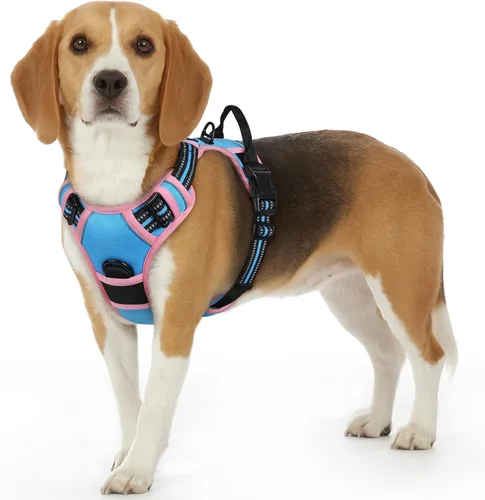 Vista 44 de Eagloo Arnés para perro pequeño, sin tirones, chaleco de servicio con tiras reflectantes y asa de control, ajustable y cómodo para caminar, arnés