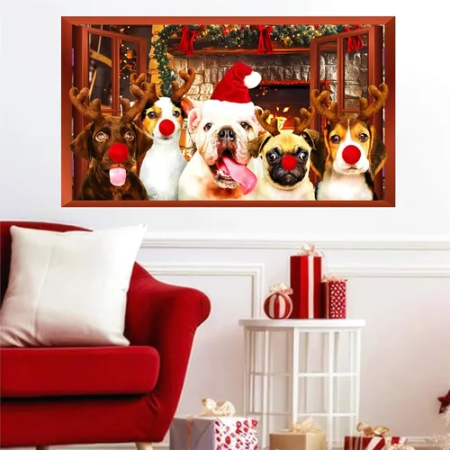 Vista 15 de Calcomanías de Pared de Chimenea Calcomanías de Pared 3D de Navidad Decoración Calcomanías de Fuego Ardiente para Paredes Calcomanías de Navidad