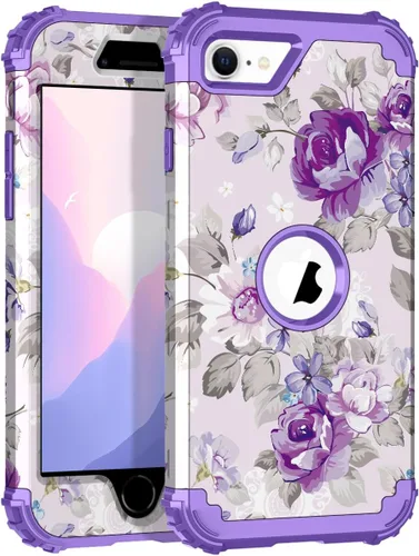 Vista 69 de Hocase Funda para iPhone SE 2022/2020, resistente a prueba de golpes, de plástico duro+goma de silicona, funda protectora híbrida para iPhone SE