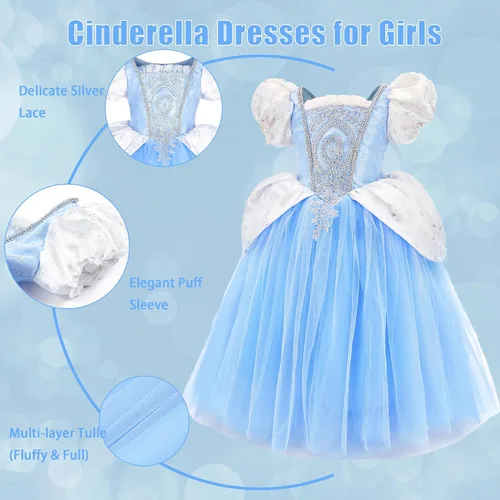 Vista 2 de Princess Tinker Bell Halloween Costume for Girls, Birthday Party Fairy Dress Up, Special Occasion Dress with Wings