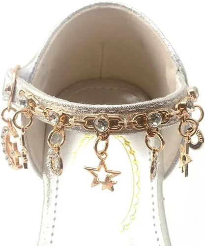 Vista 5 de Zapatos planos de ballet Mary Jane con diamantes de imitación para niña, con brillantina, para niña de las flores, para boda, fiesta, zapatos