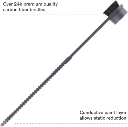 Vista 2 de Cepillo de fibra de carbono, limpiador antiestático de aguja de registro Wool Bristles & Conductive Handle - Dust & Dirt Removal for All Styli &
