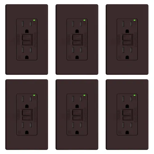 Vista 49 de ELEGRP Toma GFCI de 15 amperios, toma eléctrica GFI de autoprueba con diseño más delgado, receptáculo GFCI resistente a manipulaciones TR