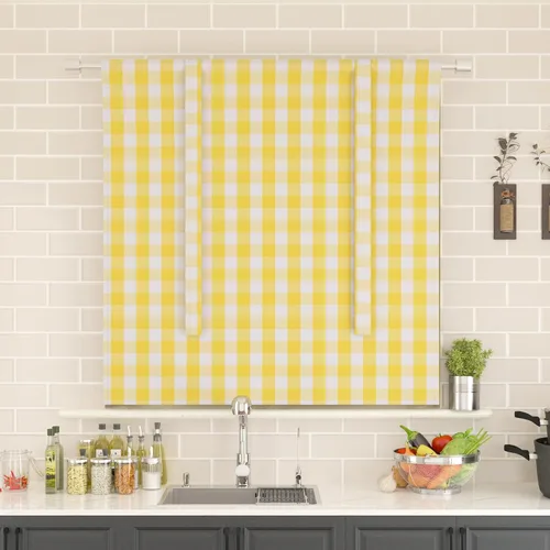 Vista 253 de Cenefas de cortina para ventana de 16 pulgadas de largo, 2 paneles de cuadros búfalo, cortinas pequeñas con bolsillo para barra, estilo clásico