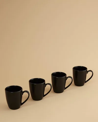 Vista 2 de Euro Ceramica Euro Essential Collection - Juego de vajilla de 16 piezas, servicio para 4, color negro mate sólido