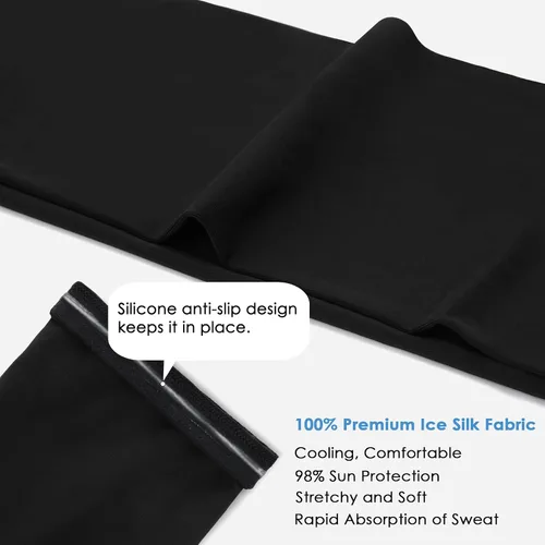Vista 5 de Achiou Mangas de Brazo de Seda de Hielo Refrigerante, Mangas de Protección Solar UV de Verano, de Compresión UPF 50+ para Mujeres, Voleibol