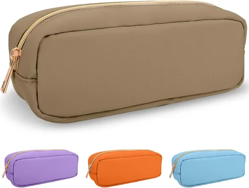 Vista 38 de izuzta Nylon Lager Pequeño Slim Mini Maquillaje Bolsa Organizador, Beige, Viajes