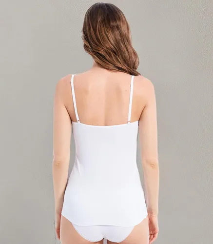 Vista 6 de Comfneat Paquete de 4 camisolas ajustadas de algodón con tirantes delgados ajustables para mujer