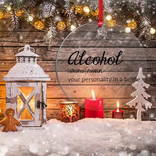Vista 5 de Definición de sustantivo de alcohol, adorno acrílico de Navidad, decoración de árbol de Navidad, definición divertida, adorno de árbol de Navidad