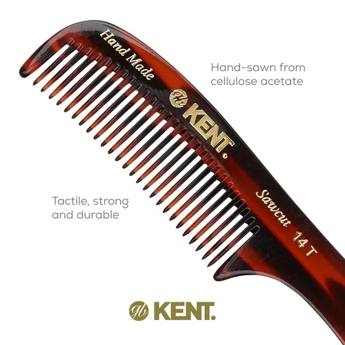 Vista 5 de Kent Peine desenredante grande de tortuga 14T, dientes anchos para cabello largo y grueso, rizado y ondulado, peine desenredante para cabello húmedo