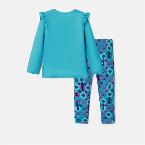 Vista 2 de Disney Conjunto de 2 piezas de sudadera y leggings con mangas con volantes para niñas pequeñas de princesa