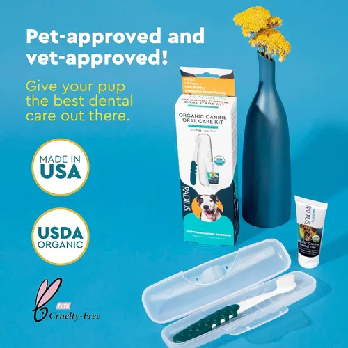 Vista 8 de RADIUS USDA Organic Dental Solutions - Kit de 2 unidades para cachorros, incluye 1 cepillo de dientes para perros y 1 pasta de dientes de 0.8 onzas