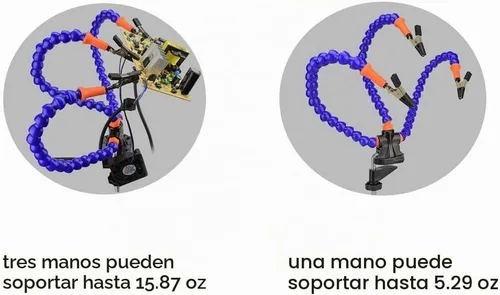 Vista 6 de Herramienta de tercera mano – Estación de soldadura mano – 3 brazos flexibles con tornillo de banco ajustable para mesa de escritorio, soporte
