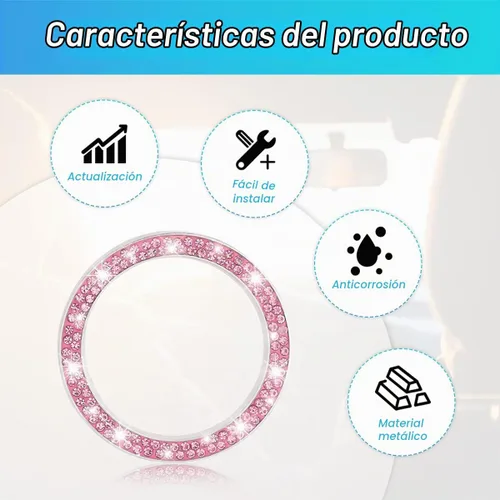 Vista 3 de Calcomanías de anillo de arranque de motor con diamantes de imitación de cristal, paquete de 2 unidades, cubierta / calcomanías para botón de Doble