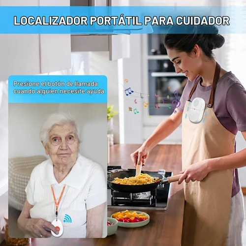 Vista 2 de ChunHee Buscapersonas inalámbricas para cuidadores, botón de llamada 1Transmisor+1Receptor
