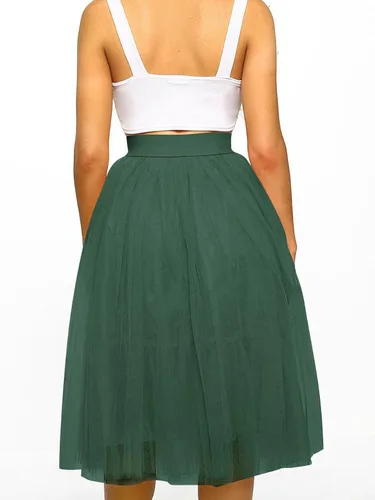 Vista 2 de LYANER Minifalda esponjosa de tul de cintura alta elástica de malla elegante para mujer