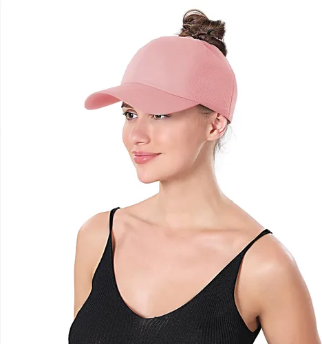 Vista 7 de Gorra de béisbol para mujer, con diseño cruzado y ajustable, de secado rápido, para cola de caballo