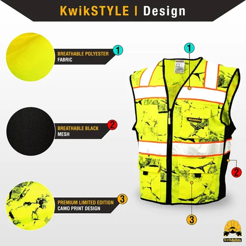 Vista 2 de KwikSafety UNCLE WILLY'S WALL Safety Vest Class 2 ANSI OSHA Hi Vis Vest