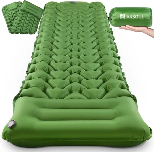 Vista 14 de Almohadilla de dormir de camping AKSOUL: Colchón de aire autoinflable ultraligero y compacto, almohadilla inflable ligera conectable con bomba