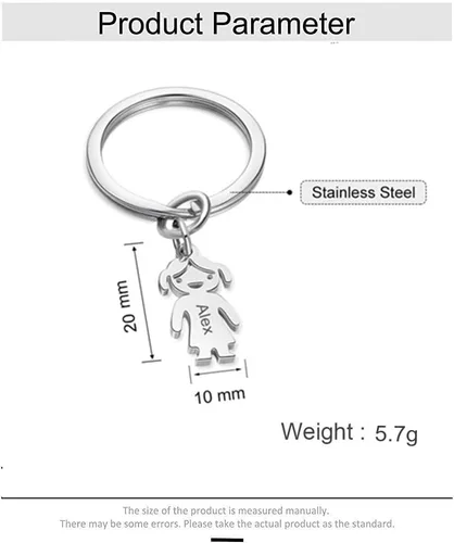 Vista 2 de Llavero personalizado para hombres y mujeres con 1-5 dijes para niños, llavero grabado con nombre para regalos familiares