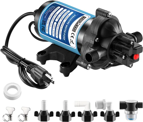 Vista 8 de WASSERMANN Bomba de Aumento de Presión de Agua de 115 Voltios AC 4.5GPM 55PSI, Bomba de Agua Autocebante de Diafragma con Interruptor de Presión