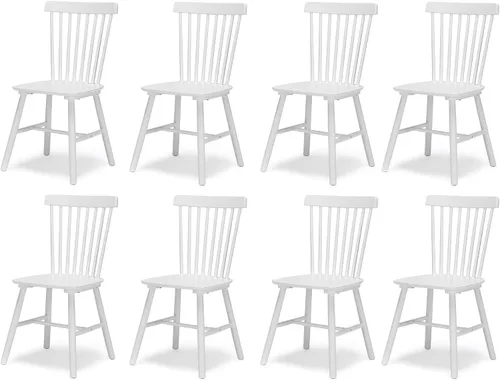 Vista 9 de LUE BONA Silla de Comedor Windsor, Juego de 2 Sillas de Comedor, Respaldo de Husillo de Madera, Sillas de Cocina Silla de Comedor de Madera, Sillas