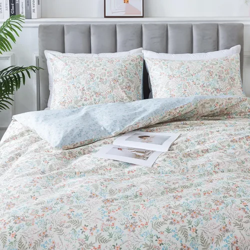 Vista 25 de HoneiLife Juegos de Fundas de Edredón Twin - Funda de Edredón Floral 100% Algodón, Juego de Ropa de Cama Transpirable de 2 Piezas con Cierre
