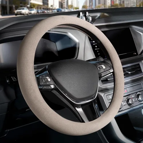 Vista 16 de FLORICH Funda para volante de automóvil, fundas de cuero de microfibra con forro antideslizante, protector elástico transpirable para volante