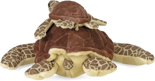 Vista 4 de Wild Republic Mom and Baby - Tortuga marina, animal de peluche, 12 pulgadas, regalo para niños, juguete de peluche, botellas de agua recicladas