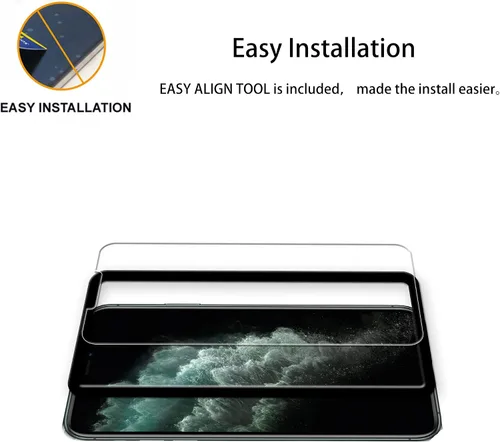 Vista 2 de Marco de fácil alineación diseñado para iPhone 11 Pro Max Protector de pantalla de vidrio templado 2-Pack Película protectora de lente de cámara